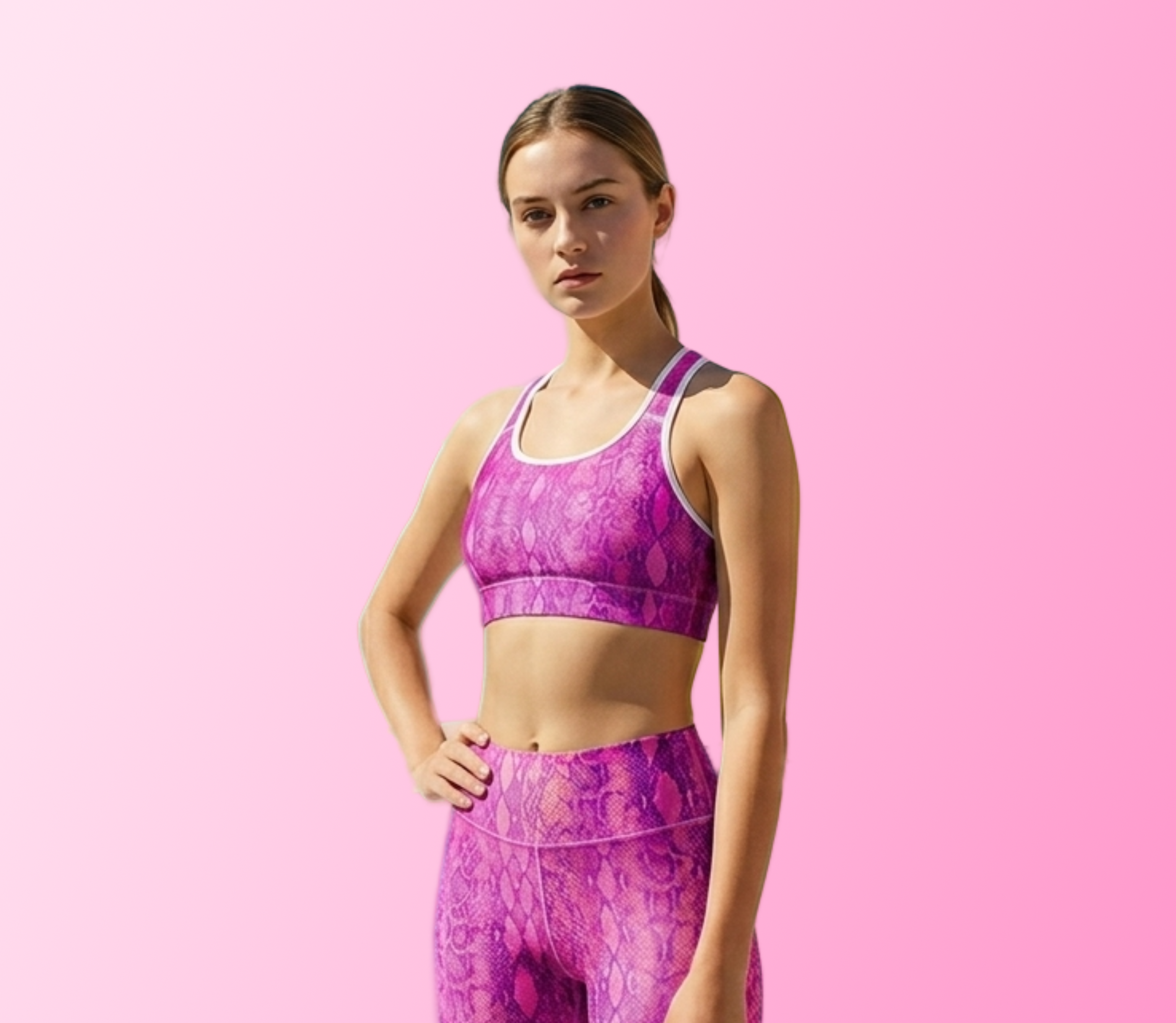 Magenta Snake sports bra and leggings set