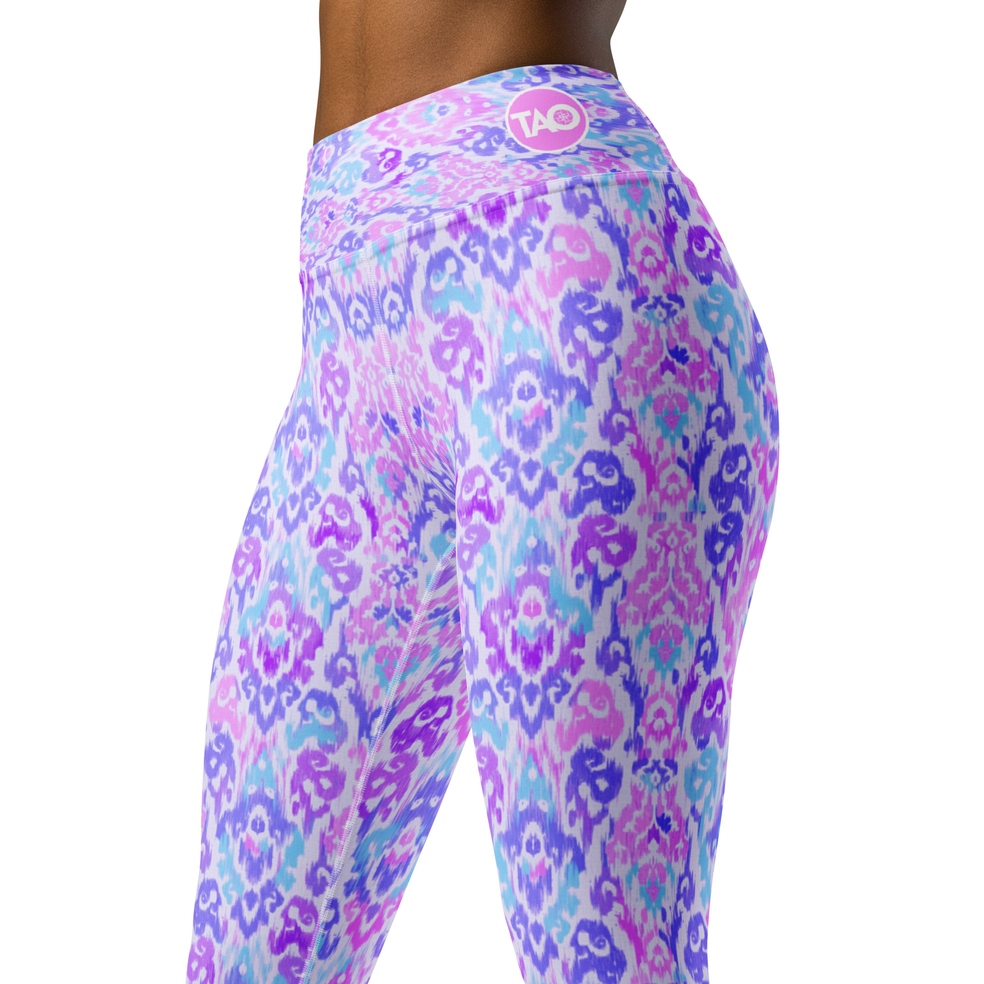 Ikat Glow purple and blue ikat-print leggings