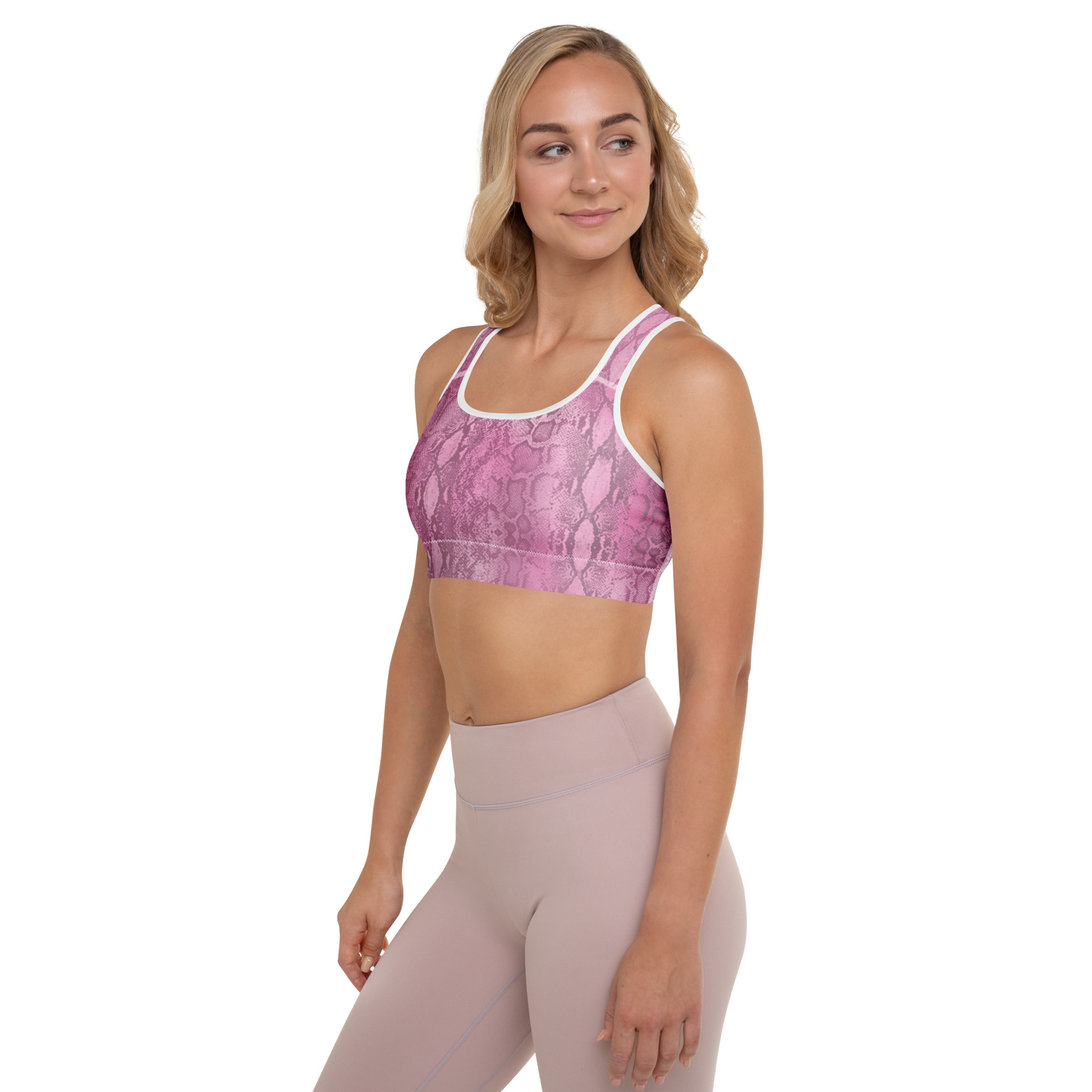 Pink Snake padded sports bra